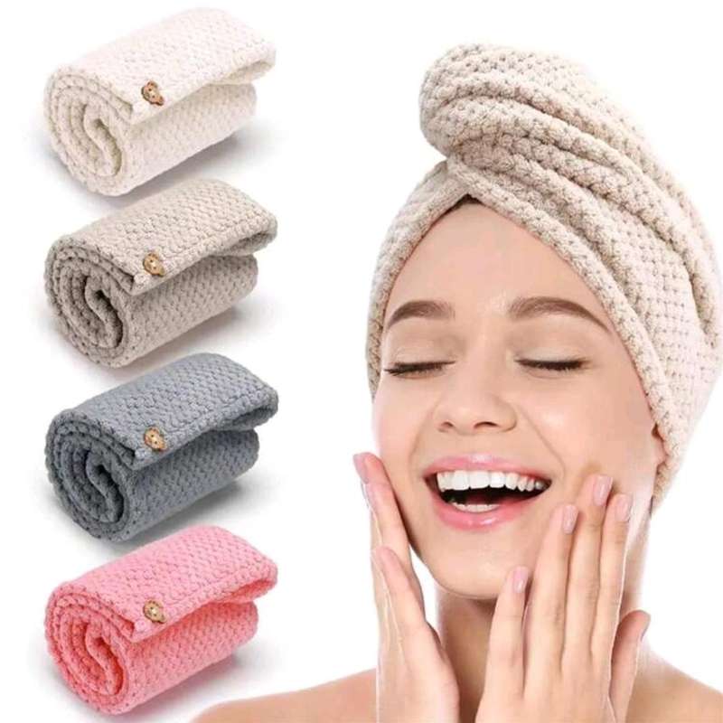 Microfiber Hair Towel Wrap-Beige