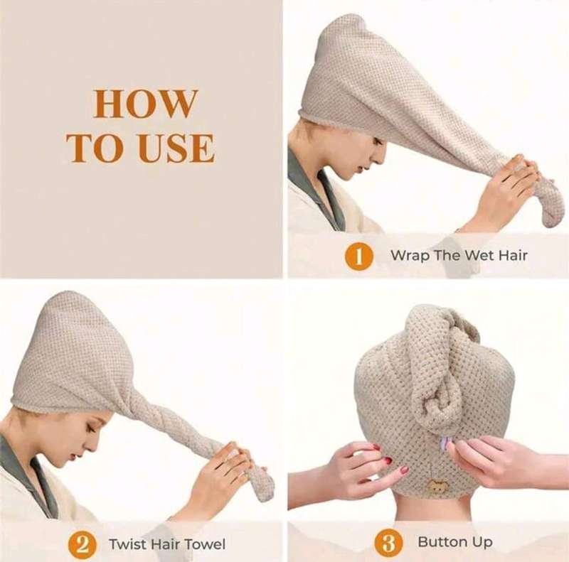 Microfiber Hair Towel Wrap-Beige