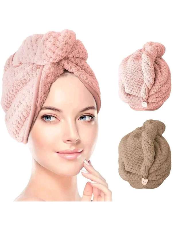 Microfiber Hair Towel Wrap-Beige