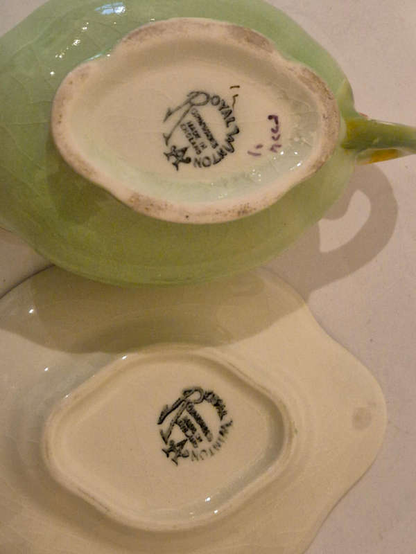 Royal Winton Grimwades Tiger Lily Green Creamer with Underplate