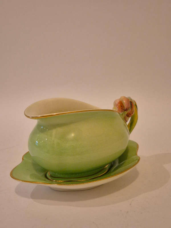 Royal Winton Grimwades Tiger Lily Green Creamer with Underplate