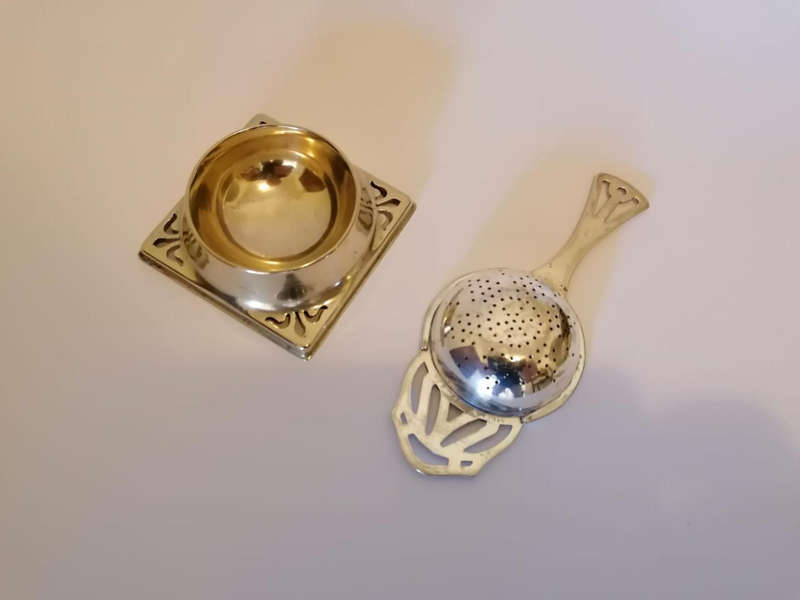 Silver Tea Strainer and Drip Bowl