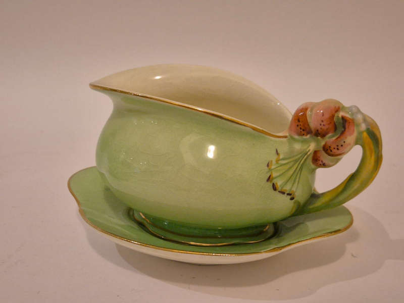 Royal Winton Grimwades Tiger Lily Green Creamer with Underplate