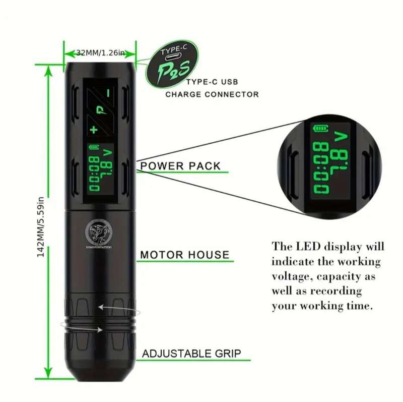 Wireless tattoo pen full kit