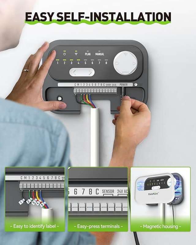 RainPoint Wi-Fi 8-Zone Irrigation Controller - Indoor Use