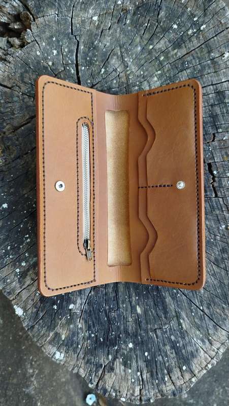 Handmade leather long wallet