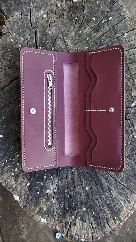Handmade leather long wallet
