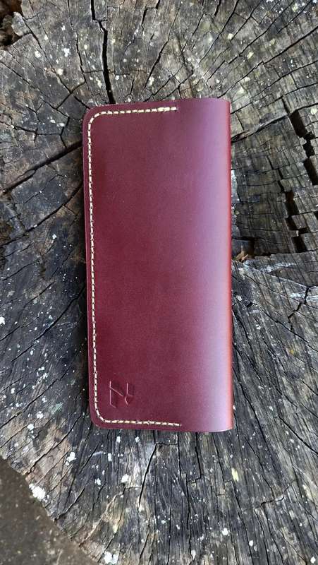 Handmade leather long wallet