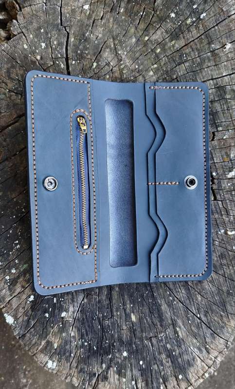 Handmade leather long wallet