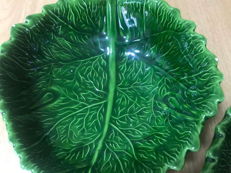Bordallo Pinheiro Medium Cabbage Leaf Ceramic Salad Bowls - Set of 2