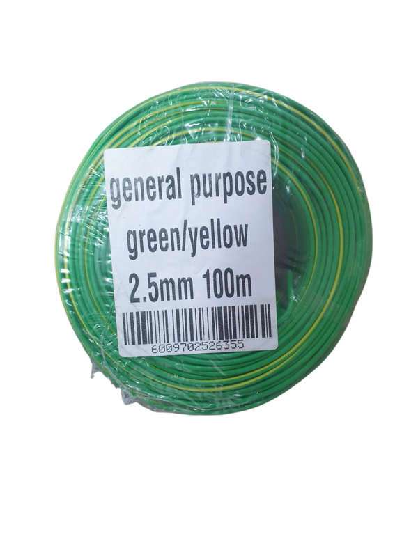 2.5MM GREEN AND YELLOW 100M SABS