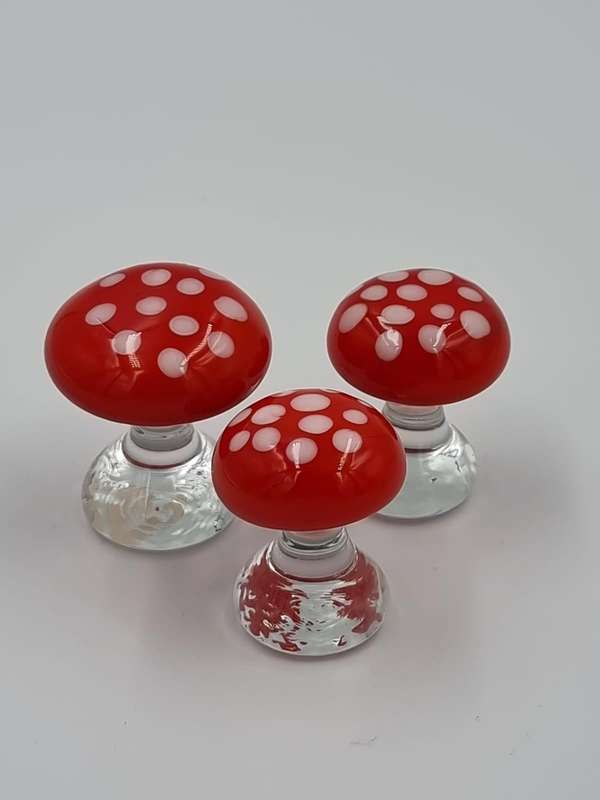 Italian Hand-Blown Glass Mushroom Ornaments