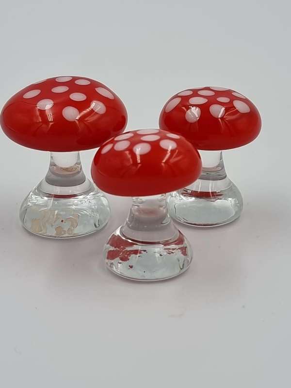 Italian Hand-Blown Glass Mushroom Ornaments