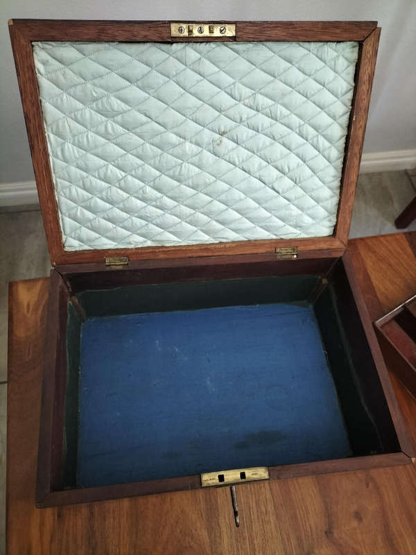Large Antique wooden jewellery box or work box