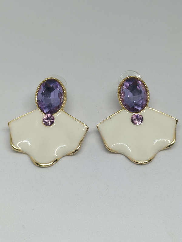 Beautiful Purple Cat Brooch and Earring Set