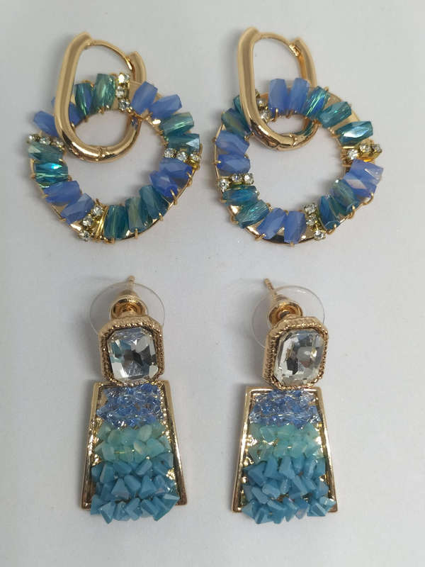 Beautiful Blue Ombre Earrings Set of 2