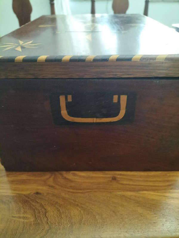 Large Antique wooden jewellery box or work box