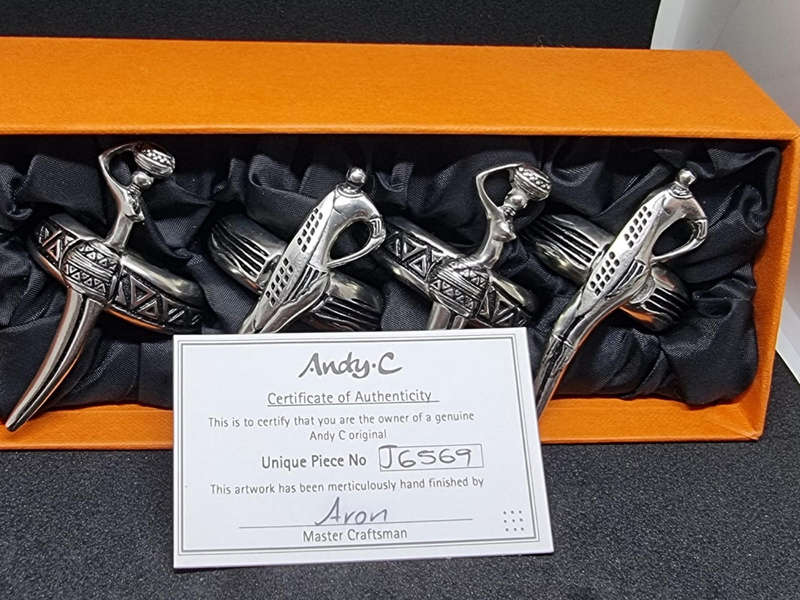 Andy C Pewter Serviette Rings set of 4 tribal range
