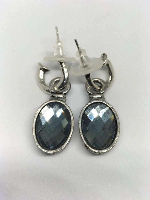 Earrings Oval Pink and Grey Crystal set of 2
