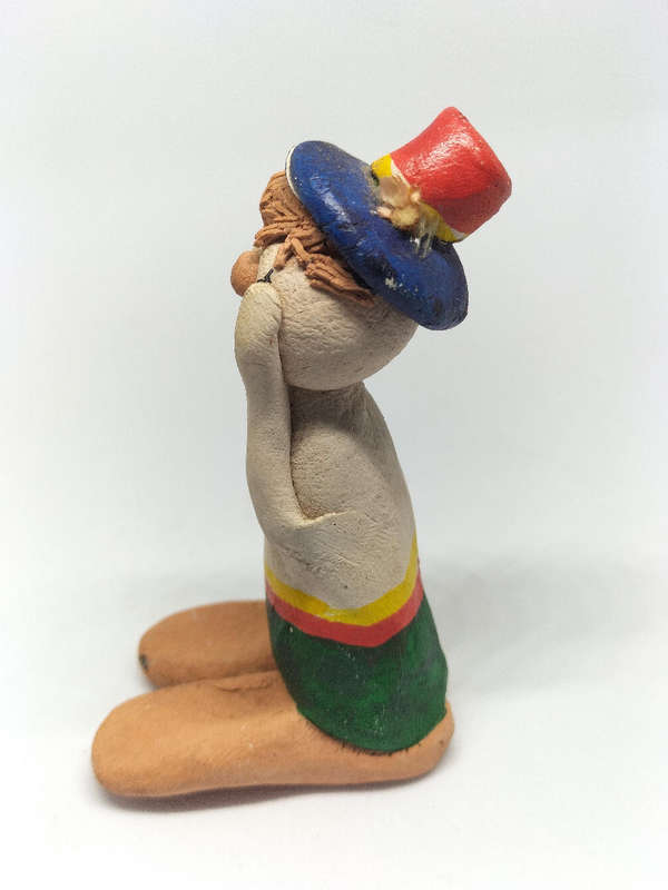 Vintage Clay Clown Figurine