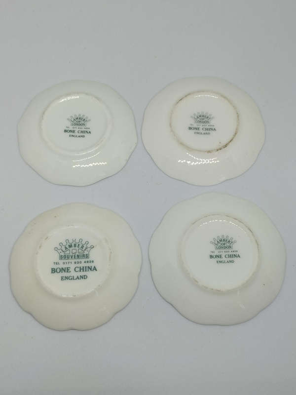 Miniature Set of 4 Decorative Plates Featuring Various Iconic Landmarks Of England