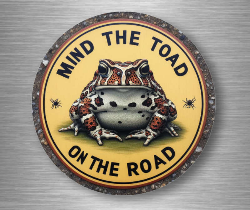 Fridge Magnet 'Mind The Toad On The Road' - Extra strong non-scratch fridge & filing cabinet magnet
