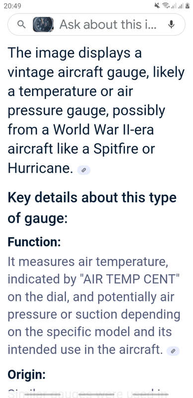 Vintage aeroplane pressure gauge