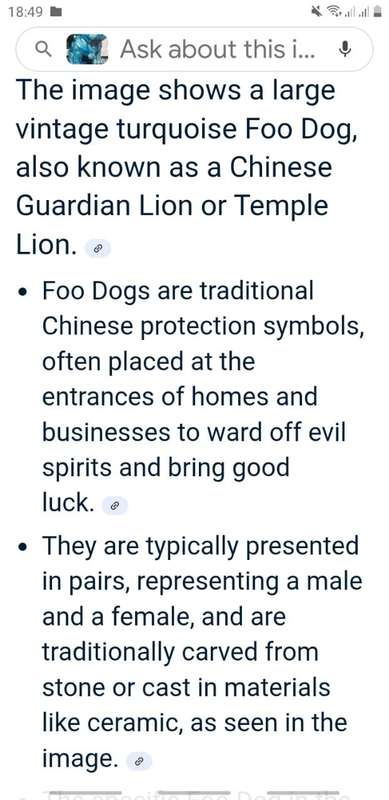 Vintage turquoise foo dog