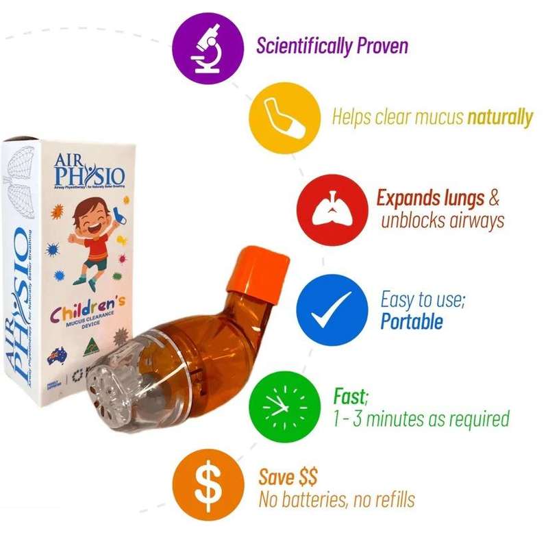 Air-physio Better Breathing Sport Kids Breathing Trainer for Active Lifestyles Support Growing Lungs