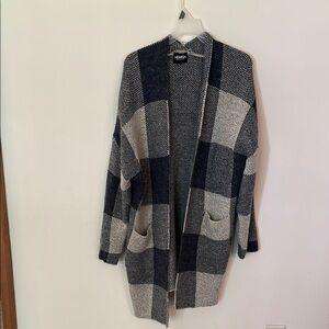 Oversized checkered cardigan