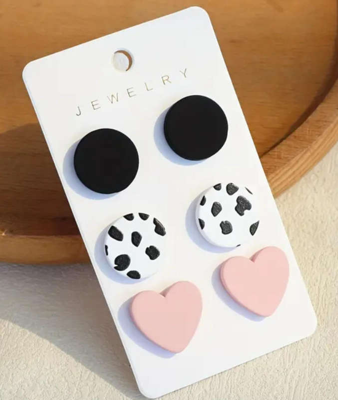 Round Clay Inspired 3 Set Earrings