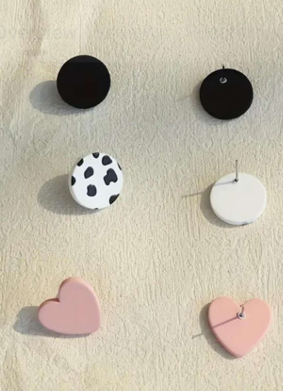 Round Clay Inspired 3 Set Earrings