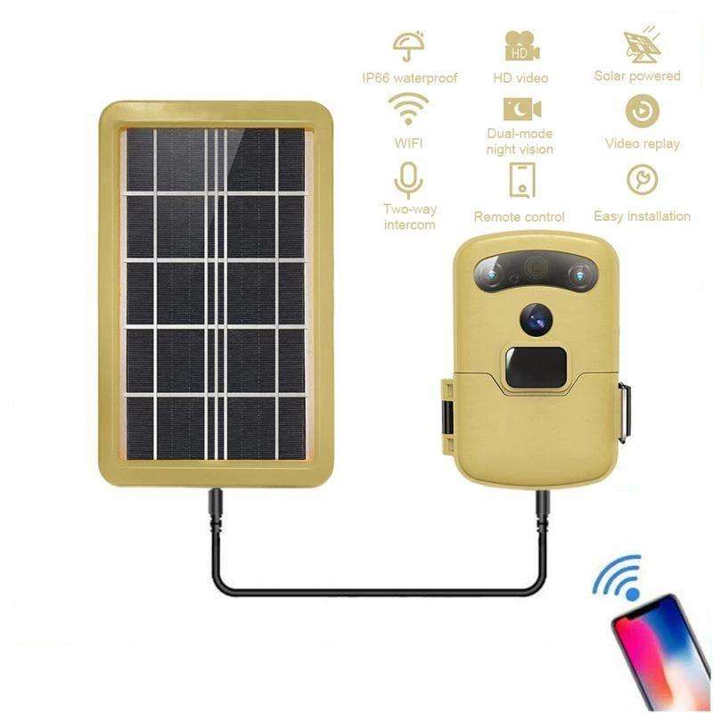 Waterproof Solar-Powered WiFi 720P Trail & Hunting Camera with Night Vision  Motion Detection, Weat