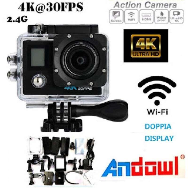 4K WiFi Action Camera  Ultra HD Sports Cam with Waterproof Case, Wide-Angle Lens & Remote Co