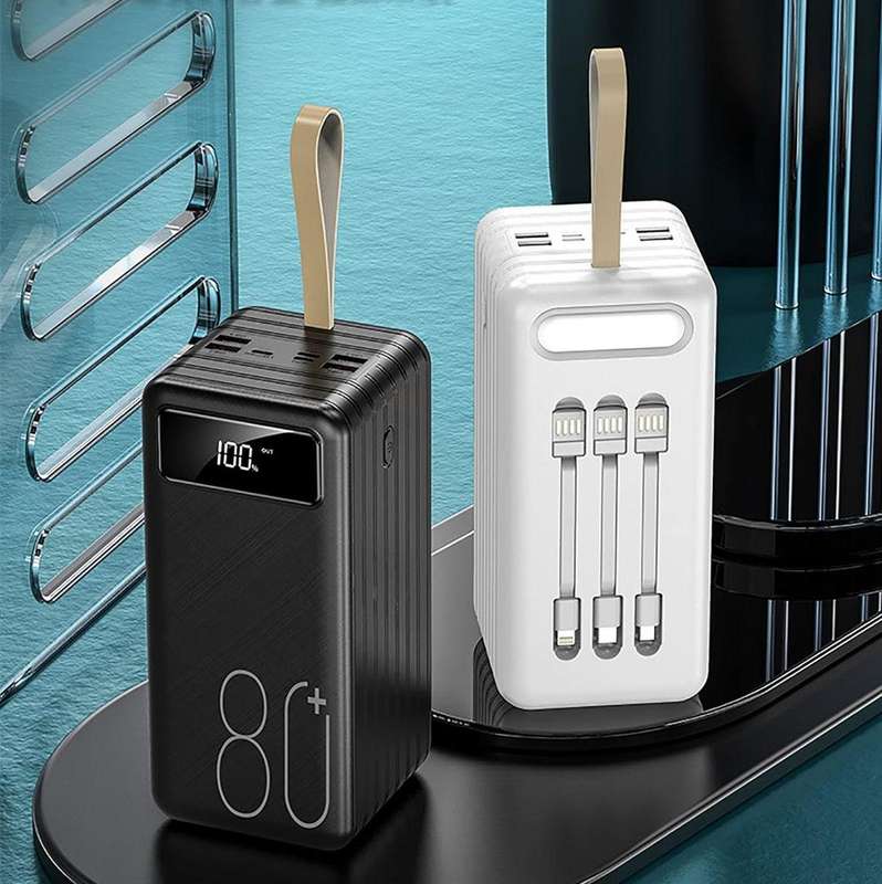 80,000mAh High-Capacity Power Bank with LED Light  Ultra-Long-Lasting Portable Charger