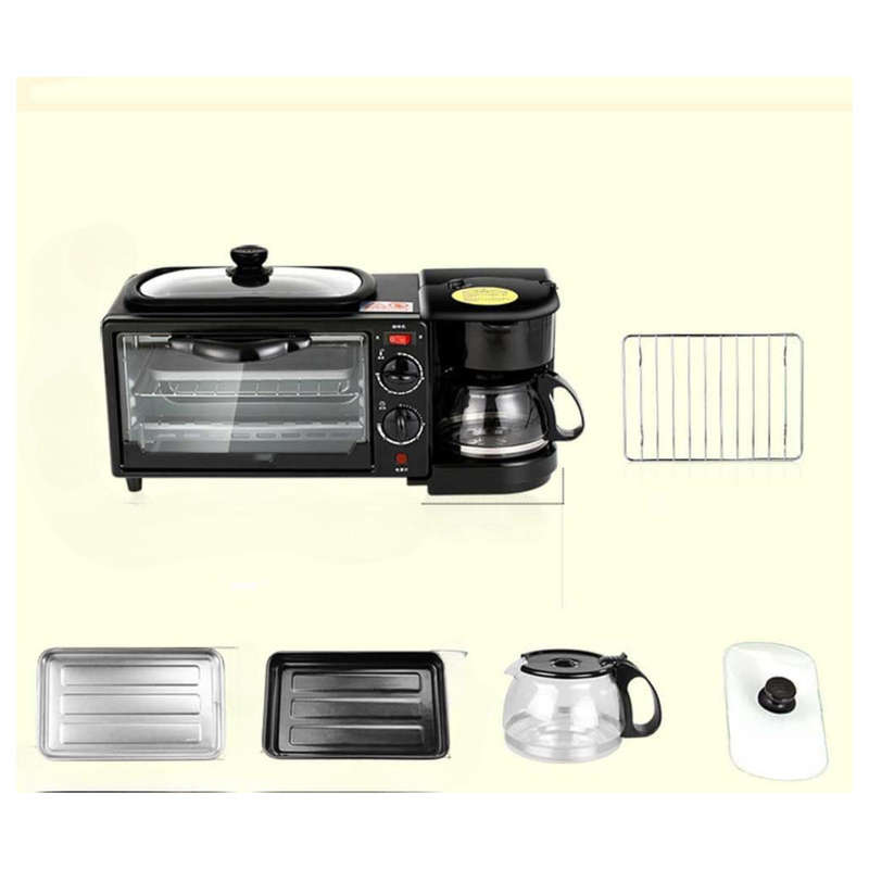 9L 3-in-1 Multifunction Breakfast Station  Oven, Frying Pan & Coffee Machine Combo