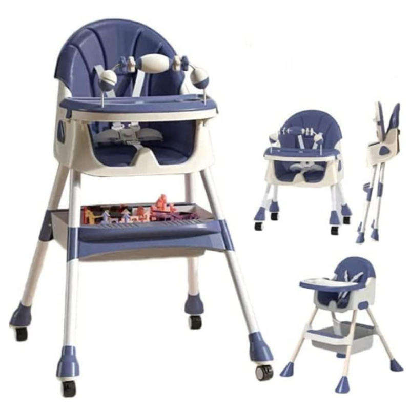 4-in-1 Adjustable Baby High Chair with Removable Double Snack Tray  Convertible Infant Feeding Seat