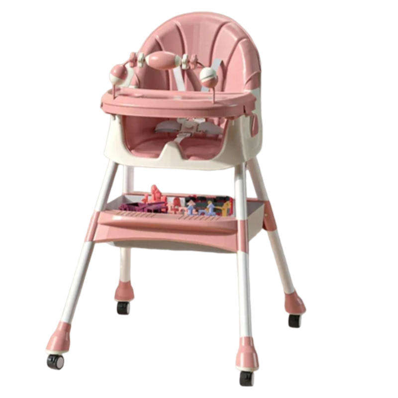 4-in-1 Adjustable Baby High Chair with Removable Double Snack Tray