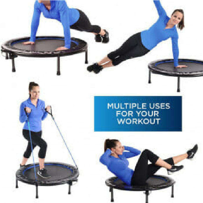 Adjustable Fitness Rebounder Trampoline with Handlebar  Foldable Mini Trampoline for LowImpact Car