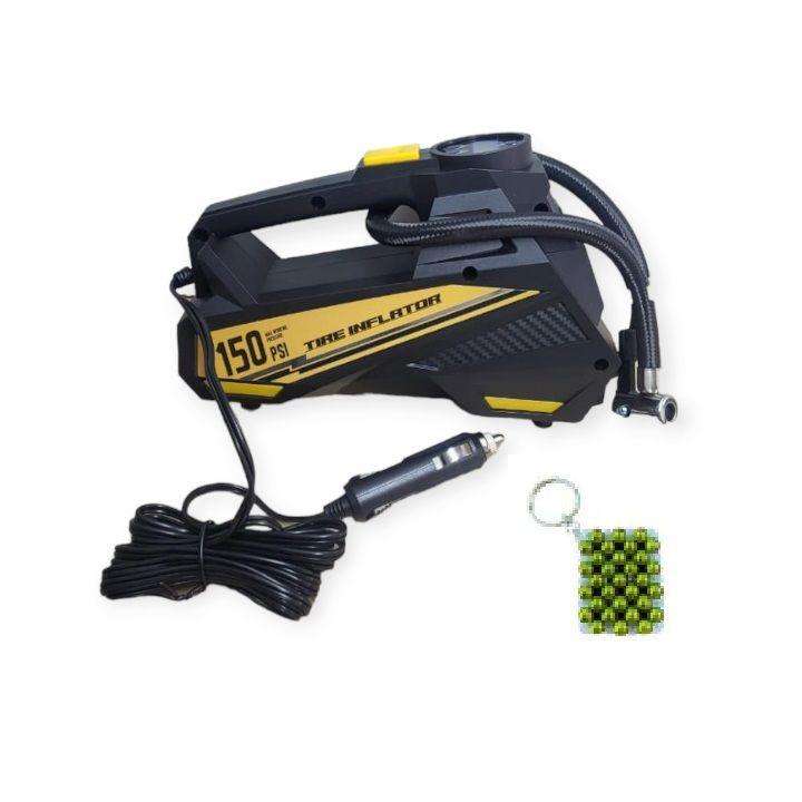 Portable Digital Display Inflatable Air Pump  Rechargeable Tyre Inflator with Keyring & LED Light