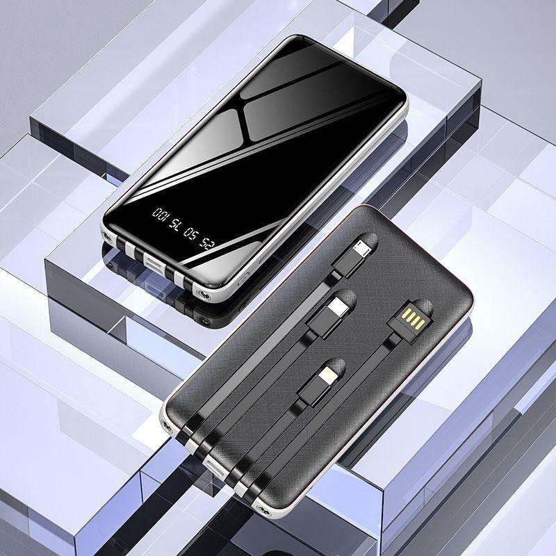 Power Bank 20,000mAh with 4 Built-in Charging Cables  All-in-One Portable Charger for