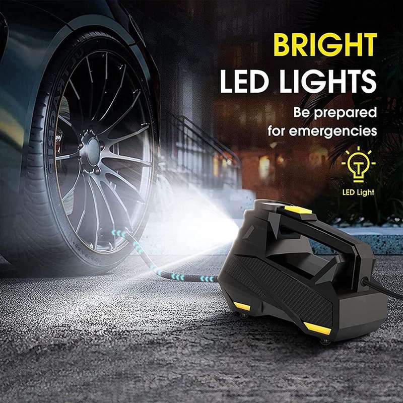 Portable Digital Display Inflatable Air Pump  Rechargeable Tyre Inflator with Keyring & LED Light