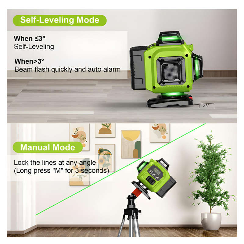 4D Laser Level 360° Green Line Self-Leveling Laser Tool  Horizontal & Vertical Precision