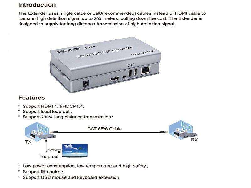 HDMI KVM IP Extender  200m Full HD 1080p Over Ethernet with USB & IR Support