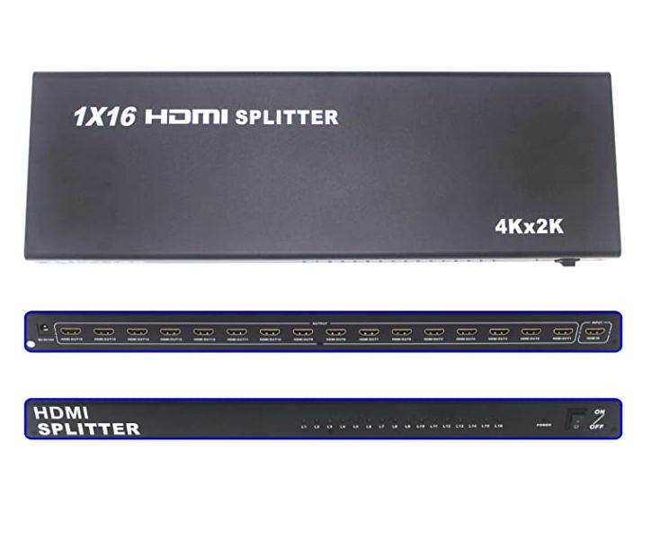 16-Port HDMI Splitter  Full HD 1080p Multi-Display Hub for TVs, Projectors & Monitors