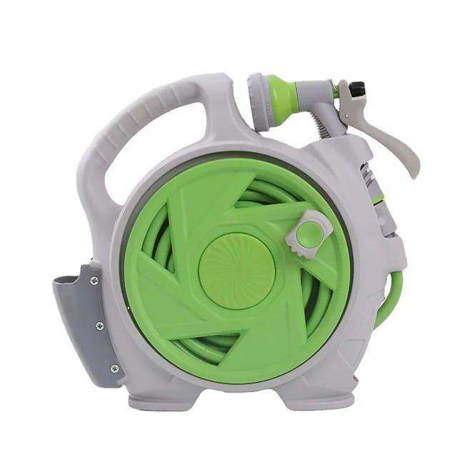 Portable Retractable Garden Hose & Reel with Multi-Pattern Spray Nozzle - Compact Watering Solution