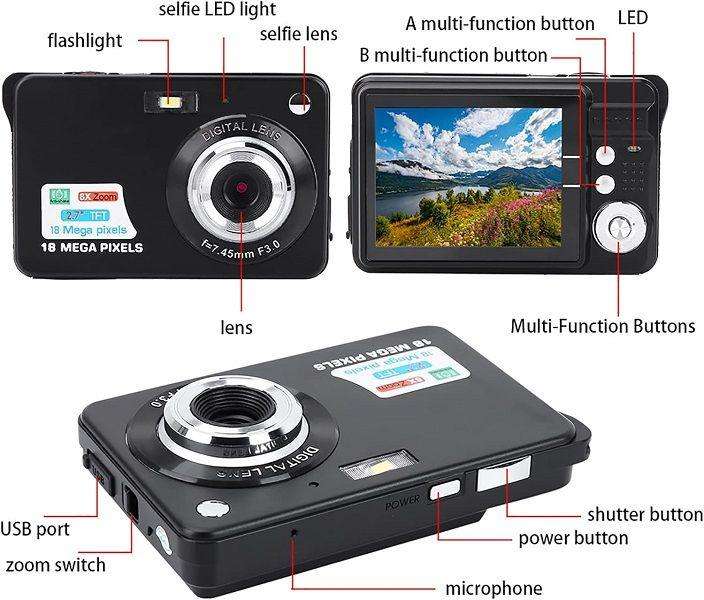 48MP HD Digital Camcorder  2.7" LCD Screen, 8X Zoom, 1080p Video Recording
