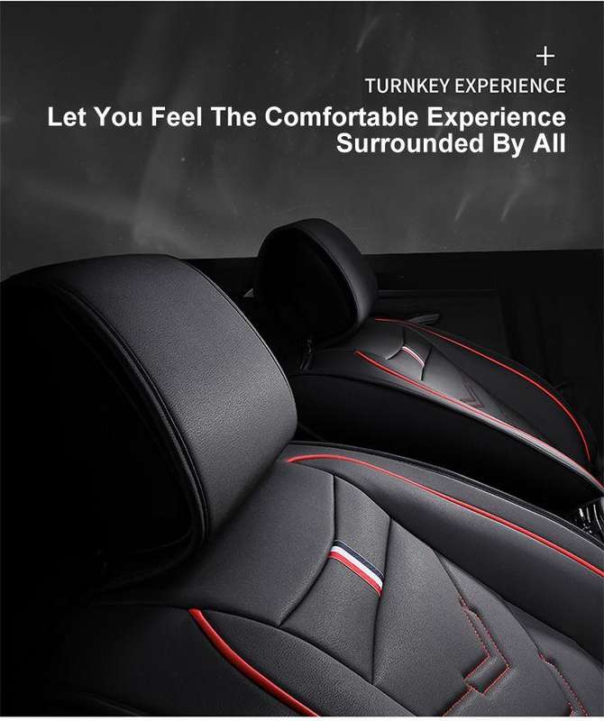 5-Piece Universal PU Leather Car Seat Cover Set  Red & Black  Front and Rear Seat Protection for M