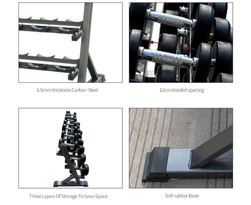 3 Tier Dumbbell Rack with Brackets  Heavy-Duty Free Weight Storage Stand for Home & Gym