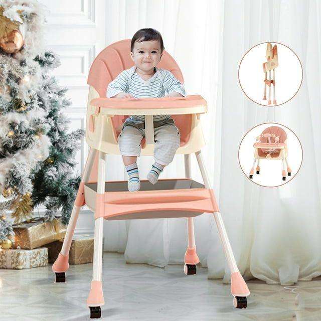 4-in-1 Adjustable Baby High Chair with Removable Double Snack Tray